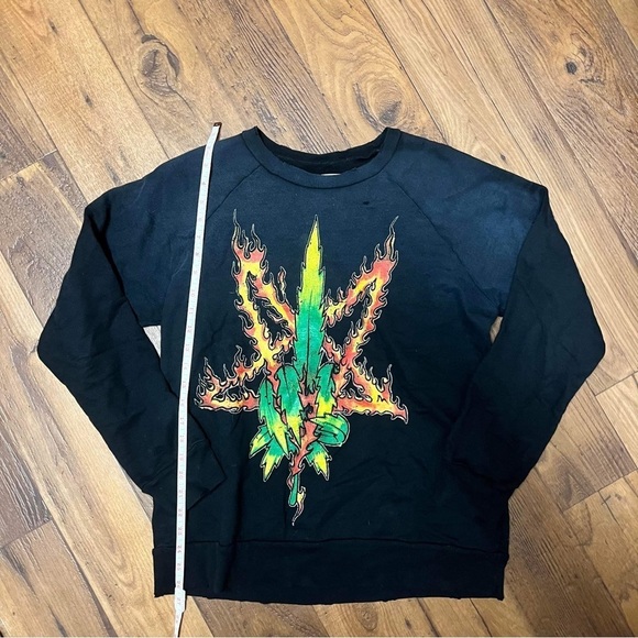 UNIF Black Long Sleeve Tee with Flame Graphic - Picture 6 of 7
